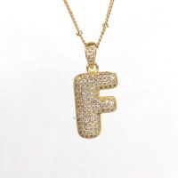 Simple Style Letter Copper Plating Inlay Zircon 18k Gold Plated Pendant Necklace sku image 6