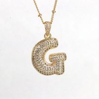 Simple Style Letter Copper Plating Inlay Zircon 18k Gold Plated Pendant Necklace sku image 7
