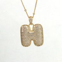 Simple Style Letter Copper Plating Inlay Zircon 18k Gold Plated Pendant Necklace sku image 8