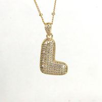 Simple Style Letter Copper Plating Inlay Zircon 18k Gold Plated Pendant Necklace sku image 12