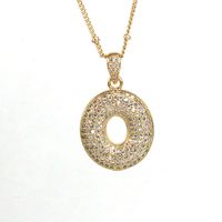 Simple Style Letter Copper Plating Inlay Zircon 18k Gold Plated Pendant Necklace sku image 15