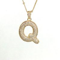 Simple Style Letter Copper Plating Inlay Zircon 18k Gold Plated Pendant Necklace sku image 17
