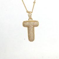 Simple Style Letter Copper Plating Inlay Zircon 18k Gold Plated Pendant Necklace sku image 20