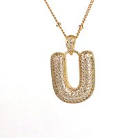 Simple Style Letter Copper Plating Inlay Zircon 18k Gold Plated Pendant Necklace sku image 21
