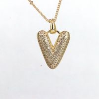 Simple Style Letter Copper Plating Inlay Zircon 18k Gold Plated Pendant Necklace sku image 22