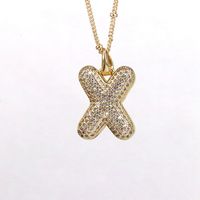 Simple Style Letter Copper Plating Inlay Zircon 18k Gold Plated Pendant Necklace sku image 24