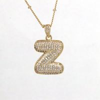 Simple Style Letter Copper Plating Inlay Zircon 18k Gold Plated Pendant Necklace sku image 26