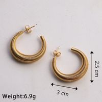 1 Paire Décontractée Style Classique Commuer Forme En U Géométrique Couleur Unie Placage Acier Inoxydable 304 Plaqué Or 18K Des Boucles D'Oreilles sku image 3