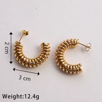 1 Paire Décontractée Style Classique Commuer Forme En U Géométrique Couleur Unie Placage Acier Inoxydable 304 Plaqué Or 18K Des Boucles D'Oreilles main image 7