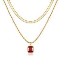 Elegant Classic Style Solid Color Copper Plating Inlay Glass Stone 14k Gold Plated Double Layer Necklaces main image 3