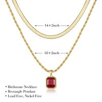 Elegant Classic Style Solid Color Copper Plating Inlay Glass Stone 14k Gold Plated Double Layer Necklaces main image 2
