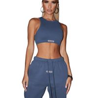 Classic Style Streetwear Solid Color Spandex Polyester Halter Neck Tracksuit Vest Sweatpants main image 2