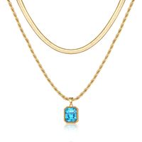 Elegant Classic Style Solid Color Copper Plating Inlay Glass Stone 14k Gold Plated Double Layer Necklaces sku image 3