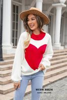 Women's Sweater Long Sleeve Sweaters & Cardigans Streetwear Heart Shape sku image 1