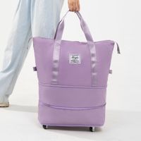 Femmes Tissu Oxford Couleur Unie De Base Forme De Boulette Fermeture Éclair Sac De Voyage main image 5