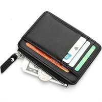 Unisex Solid Color Pu Leather Zipper Card Holders sku image 3