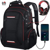 Men's Solid Color Oxford Cloth Zipper Functional Backpack Laptop Backpack sku image 3
