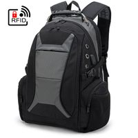 Men's Solid Color Oxford Cloth Zipper Functional Backpack Laptop Backpack sku image 4