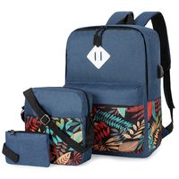 Unisex Flower Oxford Cloth Zipper Functional Backpack Laptop Backpack sku image 2