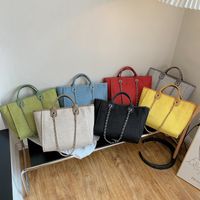Women's Large Canvas Solid Color Streetwear Square Zipper Shoulder Bag Handbag Tote Bag main image 4