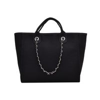 Women's Large Canvas Solid Color Streetwear Square Zipper Shoulder Bag Handbag Tote Bag sku image 5