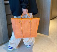 Women's Large Canvas Solid Color Streetwear Square Zipper Shoulder Bag Handbag Tote Bag sku image 11