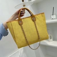 Women's Large Canvas Solid Color Streetwear Square Zipper Shoulder Bag Handbag Tote Bag sku image 9