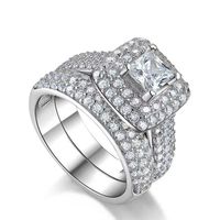 Glam Luxurious Shiny Square Copper Plating Inlay Zircon White Gold Plated Rings main image 3