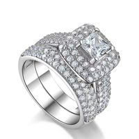 Glamour Luxueux Brillant Carré Le Cuivre Placage Incruster Zircon Or Blanc Plaqué Anneaux sku image 1