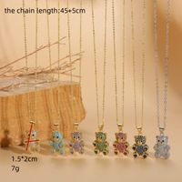 Cute Classic Style Streetwear Bear Copper Plating Inlay Zircon 14k Gold Plated Pendant Necklace main image 3