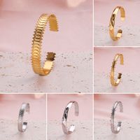 Casual Classic Style C Shape Lines Stainless Steel Plating Gold Plated Silver Plated Bangle main image 8