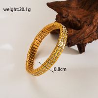 Retro Streetwear Solid Color Stainless Steel Plating Inlay Diamond 18k Gold Plated Bangle main image 4