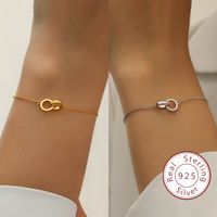 Elegant Simple Style Double Ring Sterling Silver Plating Bracelets main image 1