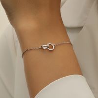 Elegant Simple Style Double Ring Sterling Silver Plating Bracelets main image 8