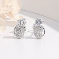 1 Pair Ig Style Elegant Cute Cat Plating Inlay Sterling Silver Zircon White Gold Plated Rhodium Plated Ear Studs main image 5