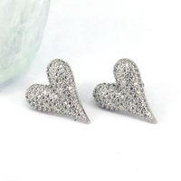 1 Pair Ig Style Simple Style Round Water Droplets Heart Shape Plating Inlay Copper Zircon 18k Gold Plated Silver Plated Ear Studs sku image 5