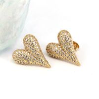1 Pair Ig Style Simple Style Round Water Droplets Heart Shape Plating Inlay Copper Zircon 18k Gold Plated Silver Plated Ear Studs main image 6
