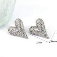 1 Pair Ig Style Simple Style Round Water Droplets Heart Shape Plating Inlay Copper Zircon 18k Gold Plated Silver Plated Ear Studs main image 2