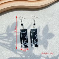 1 Pair Simple Style Commute Bamboo Flower Printing Polishing Arylic Silver Plated Drop Earrings main image 2