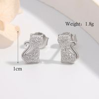 1 Pair Ig Style Elegant Cute Cat Plating Inlay Sterling Silver Zircon White Gold Plated Rhodium Plated Ear Studs sku image 2