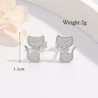1 Pair Ig Style Elegant Cute Cat Plating Inlay Sterling Silver Zircon White Gold Plated Rhodium Plated Ear Studs sku image 3