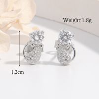 1 Pair Ig Style Elegant Cute Cat Plating Inlay Sterling Silver Zircon White Gold Plated Rhodium Plated Ear Studs sku image 1