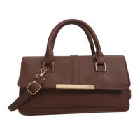 Women's Pu Leather Solid Color Basic Vintage Style Square Flip Cover Shoulder Bag Handbag Crossbody Bag sku image 2