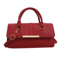 Women's Pu Leather Solid Color Basic Vintage Style Square Flip Cover Shoulder Bag Handbag Crossbody Bag sku image 4