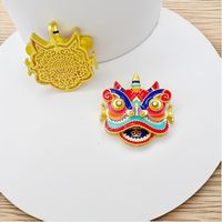 Chinoiserie Lion Alloy Enamel Plating Jewelry Accessories main image 1