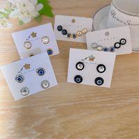 Wholesale Jewelry Simple Style Round Devil's Eye Alloy Plating Inlay Ear Studs main image 1