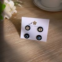 Wholesale Jewelry Simple Style Round Devil's Eye Alloy Plating Inlay Ear Studs sku image 1