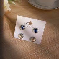 Wholesale Jewelry Simple Style Round Devil's Eye Alloy Plating Inlay Ear Studs sku image 2