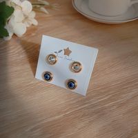Wholesale Jewelry Simple Style Round Devil's Eye Alloy Plating Inlay Ear Studs sku image 3