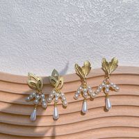 1 Paar Elegant Geometrisch Überzug Inlay Legierung Künstliche Perlen 14 Karat Vergoldet Ohrringe main image 6